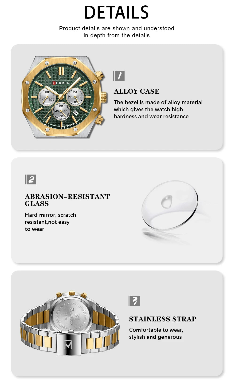 Curren 8440 Dorado Cronógrafo