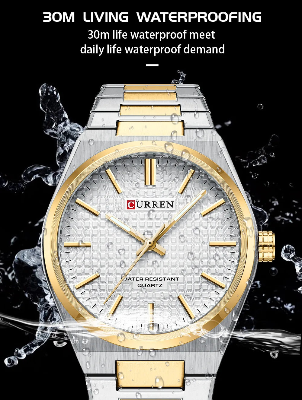 CURREN 8439 Cuarzo Oro Plateado