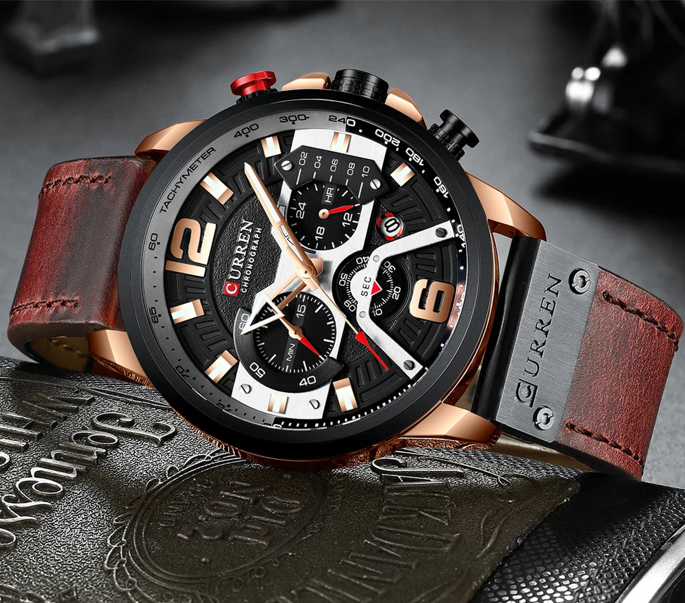 Curren 8329 Cronógrafo de Cuero